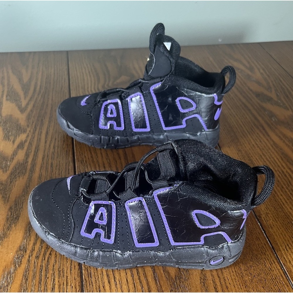 NIKE AIR Toddler More Uptempo High Top Sneakers 9C Black Action Grape